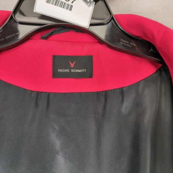 Fuchs Schmitt Red Pea Coat Jacket Women's US 14 Classic Preppy Lined Button Up - Picture 8 of 10